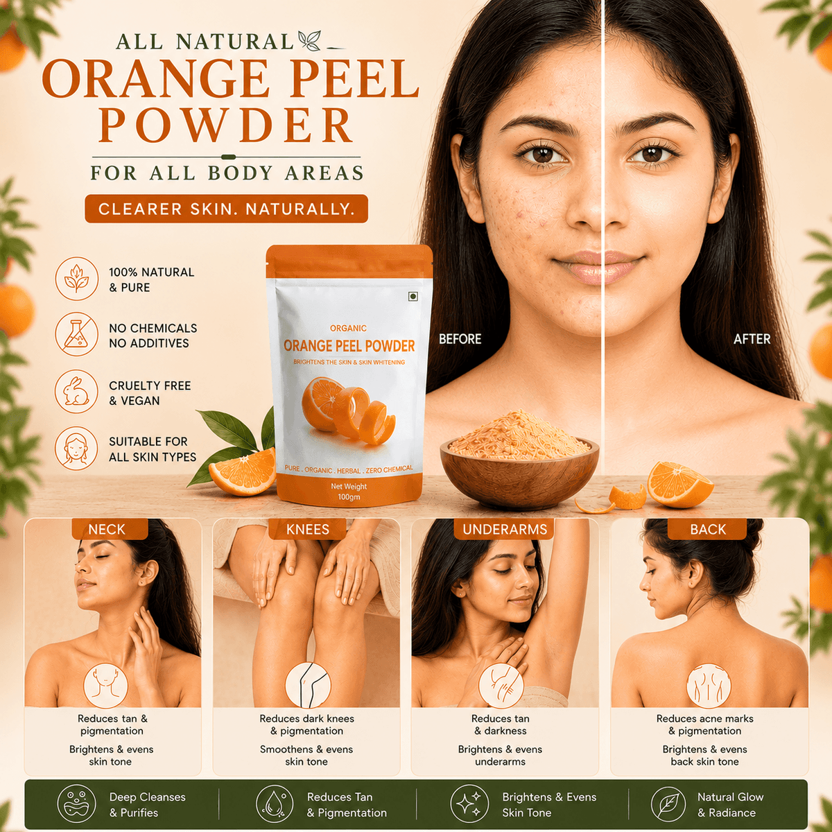 Elixer+ Glowing Citrus Orange Peel Powder