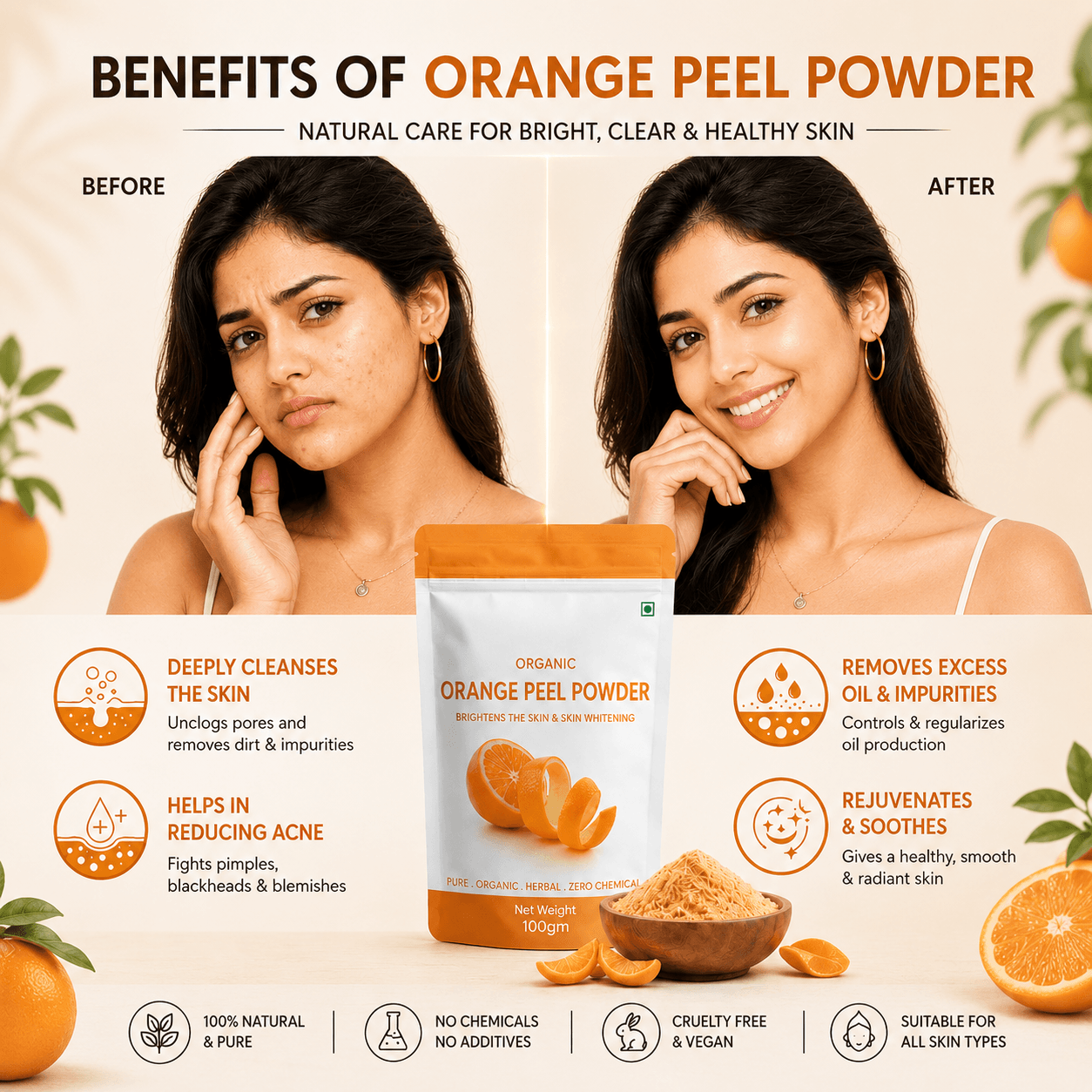 Elixer+ Glowing Citrus Orange Peel Powder