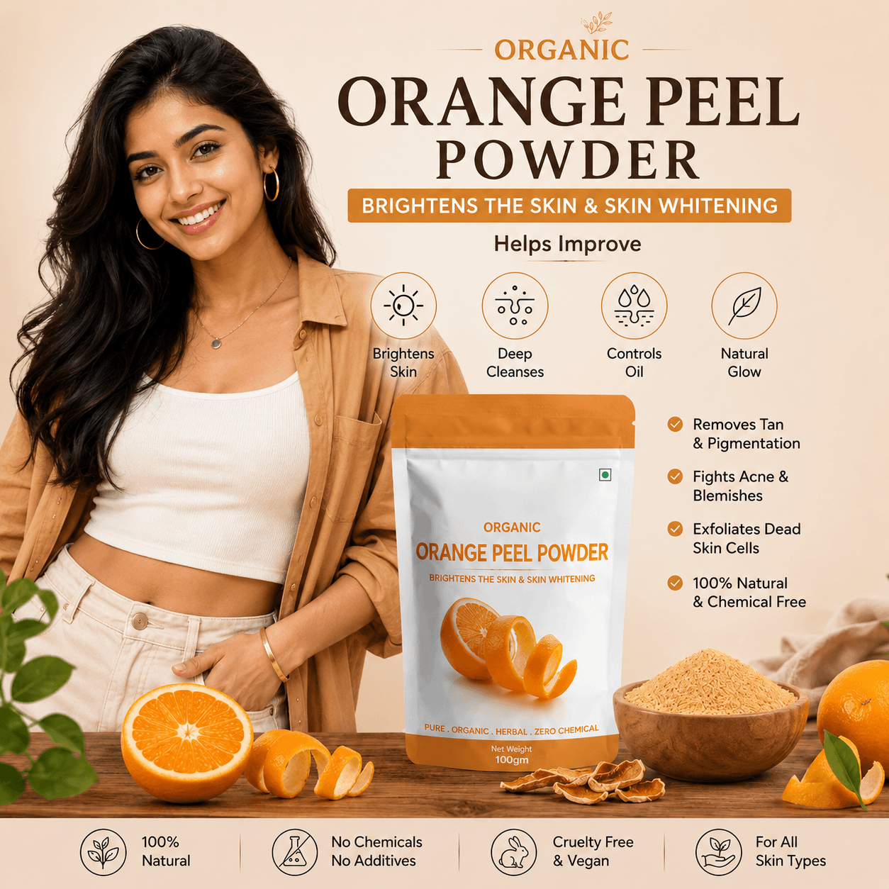 Elixer+ Glowing Citrus Orange Peel Powder